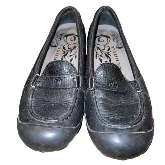 Merrell Plaze Glide black leather wedge slip-on shoe women’s size 8 - Picture 2 of 7